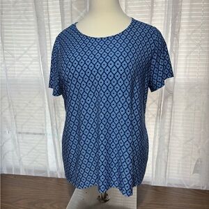 Croft & Barrow 2X Blue Patterned Women's Top 23” p2p 28”L
